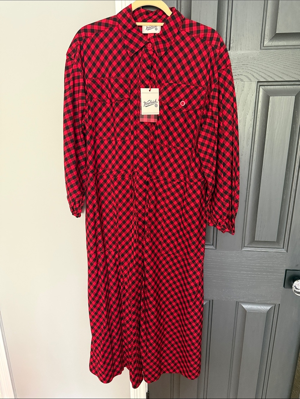 Woolrich Red and Black Buffalo Plaid Long Nightgown Dress